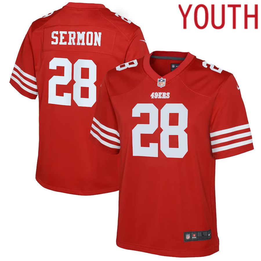Youth San Francisco 49ers #28 Trey Sermon Nike Scarlet Game NFL Jersey